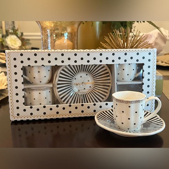 Grace Teaware Other - NIB Grace espresso Black
Stripes & Dots porcelain cups and saucers